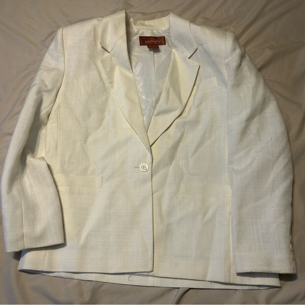 Vintage Worthington Blazer‎ | 12 Petite | Off-White Textured Single Button 🇺🇸